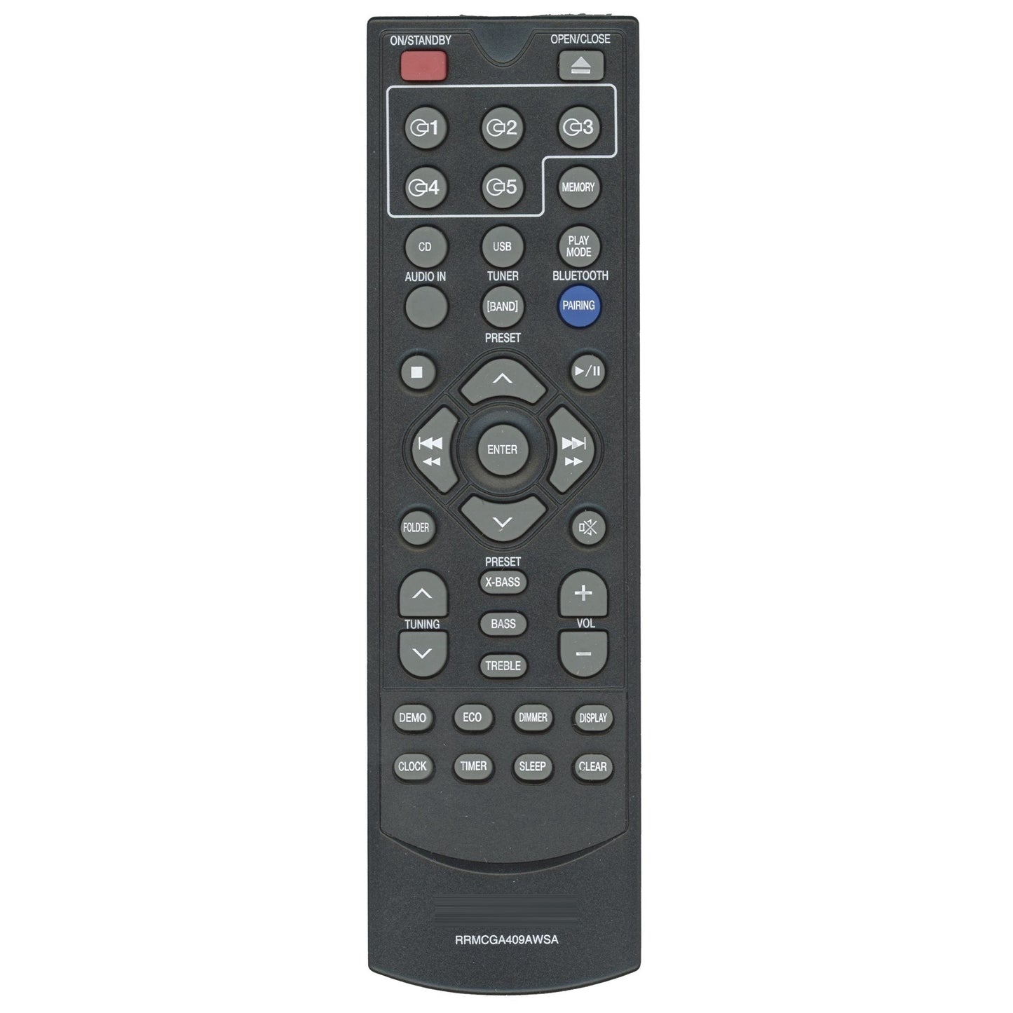 Sharp RRMCGA409AWSA Micro Component System Audio Remote Control | IR - RRMCGA409AWSA