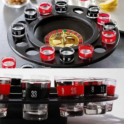 Shot Glass Roulette Set Novelty Drinking Game with 16 Shot Glasses