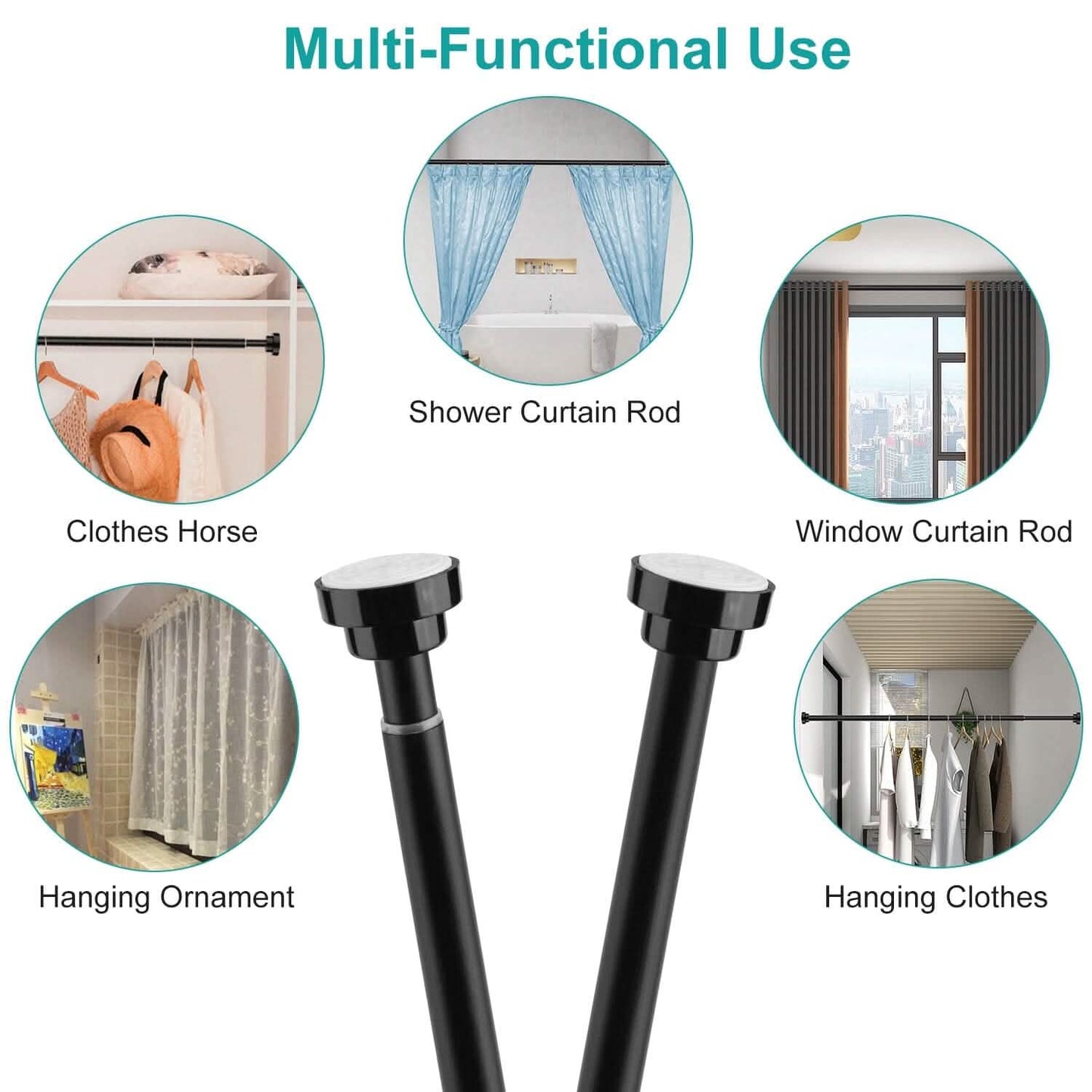Shower Curtain Rod Adjustable Tension