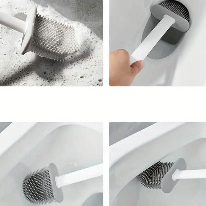 Silicone Toilet Brush with Long Holder Set
