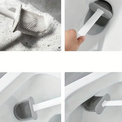 Silicone Toilet Brush with Long Holder Set