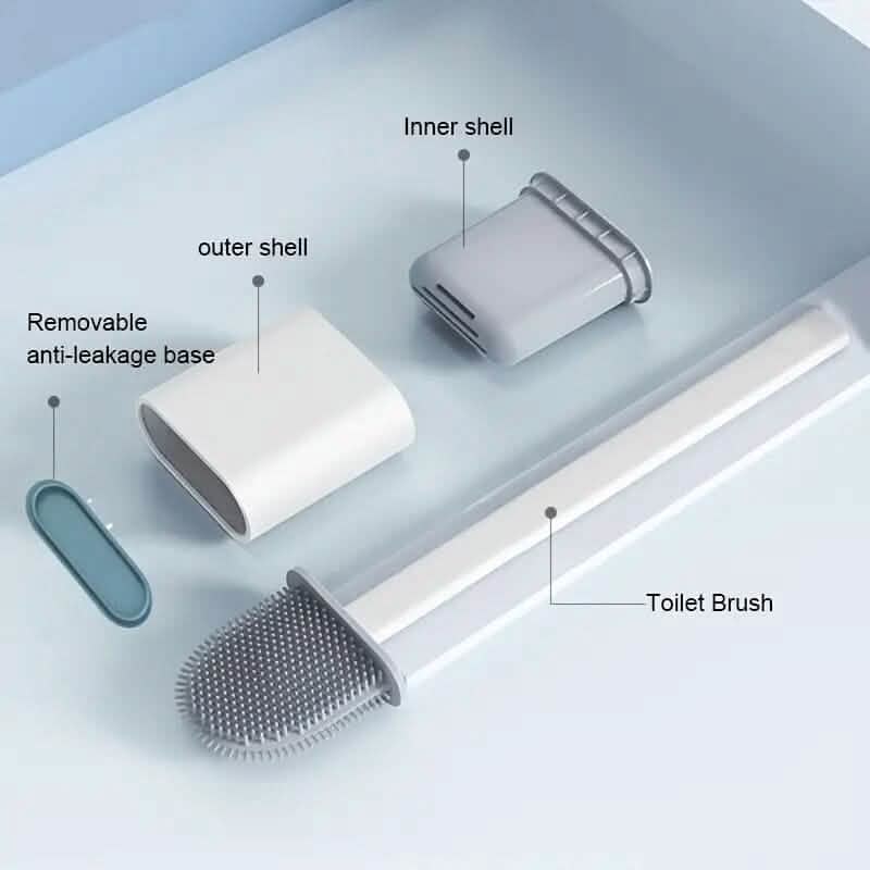 Silicone Toilet Brush with Long Holder Set