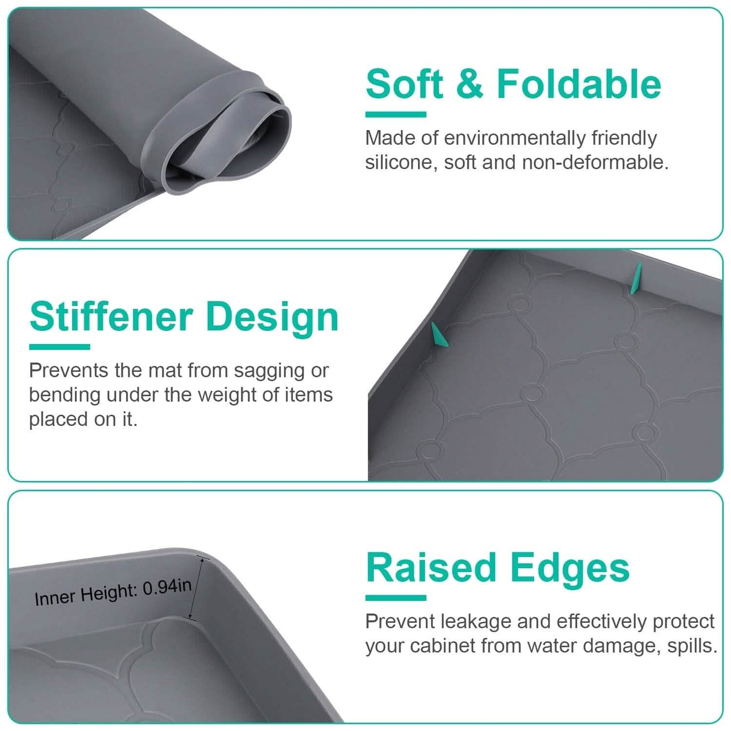 Silicone Under Sink Mat Liner with Drain Hole