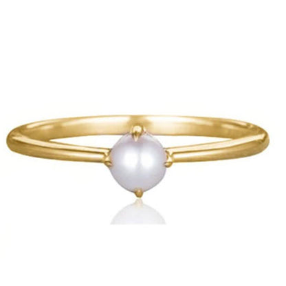 Simple Dainty Pearl Ring In 18Kt Gold