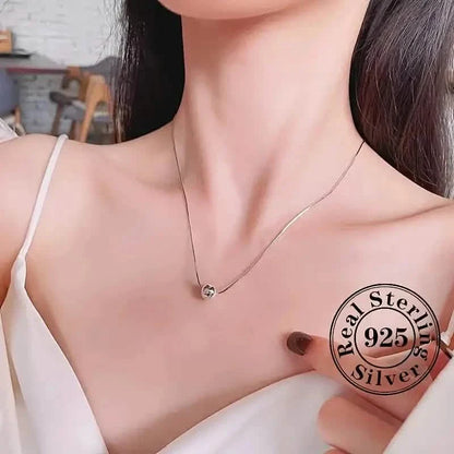 Simple Retro Bohemian Style 925 Sterling Silver Necklace with Small Ball Pendant