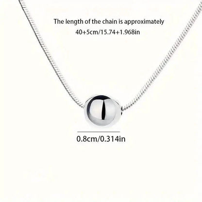 Simple Retro Bohemian Style 925 Sterling Silver Necklace with Small Ball Pendant