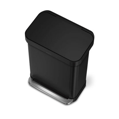 simplehuman 55-Liter Matte Black Indoor Kitchen Hinged Lid Trash Can