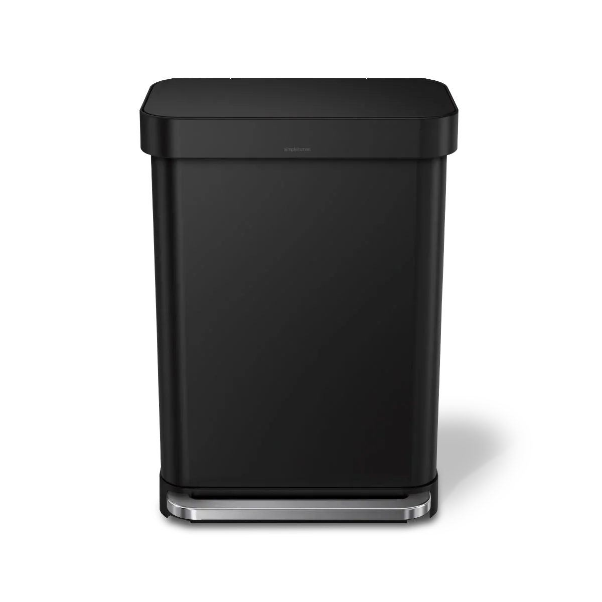 simplehuman 55-Liter Matte Black Indoor Kitchen Hinged Lid Trash Can