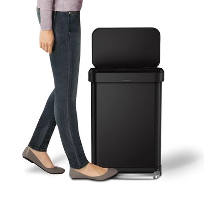 simplehuman 55-Liter Matte Black Indoor Kitchen Hinged Lid Trash Can