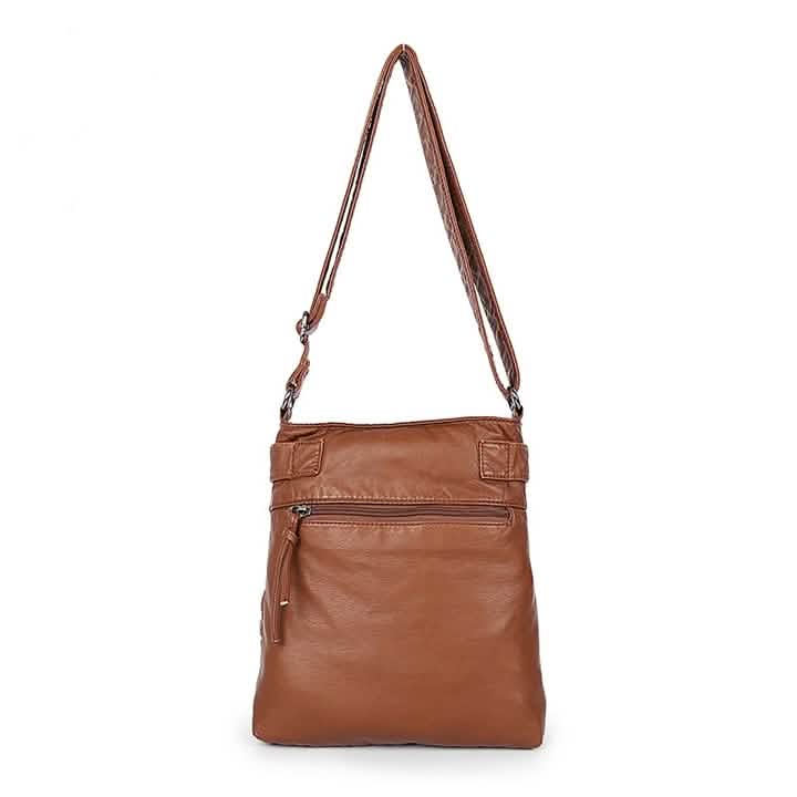 Super Soft Genuine Leather Top Belt Accent Crossbody Bag