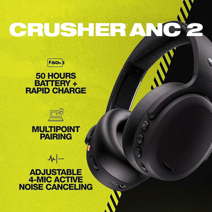 Skullcandy Crusher ANC 2 Over-Ear Noise Cancelling Wireless Headphones with Sensory Bass (Refurbished)
