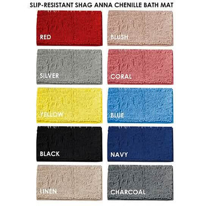 Slip-Resistant Shag Anna Chenille Soft Absorbent Bath Mat Bathroom Rug 17" x 24"