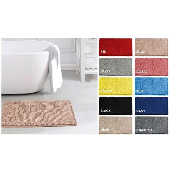 Slip-Resistant Shag Anna Chenille Soft Absorbent Bath Mat Bathroom Rug 17" x 24"
