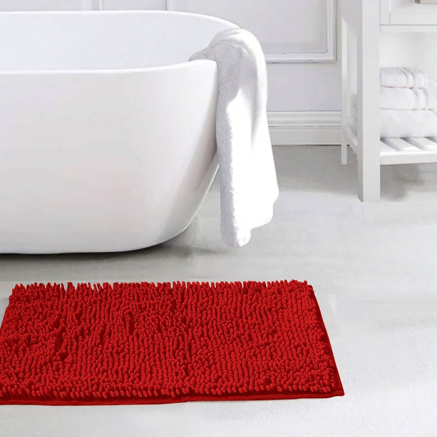 Slip-Resistant Shag Anna Chenille Soft Absorbent Bath Mat Bathroom Rug 17" x 24"