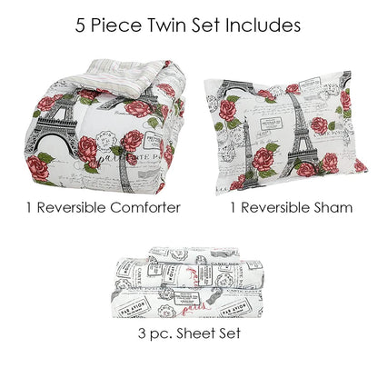 Sloane Street Paris Rose Eiffel Tower Reversible Bed in a Bag