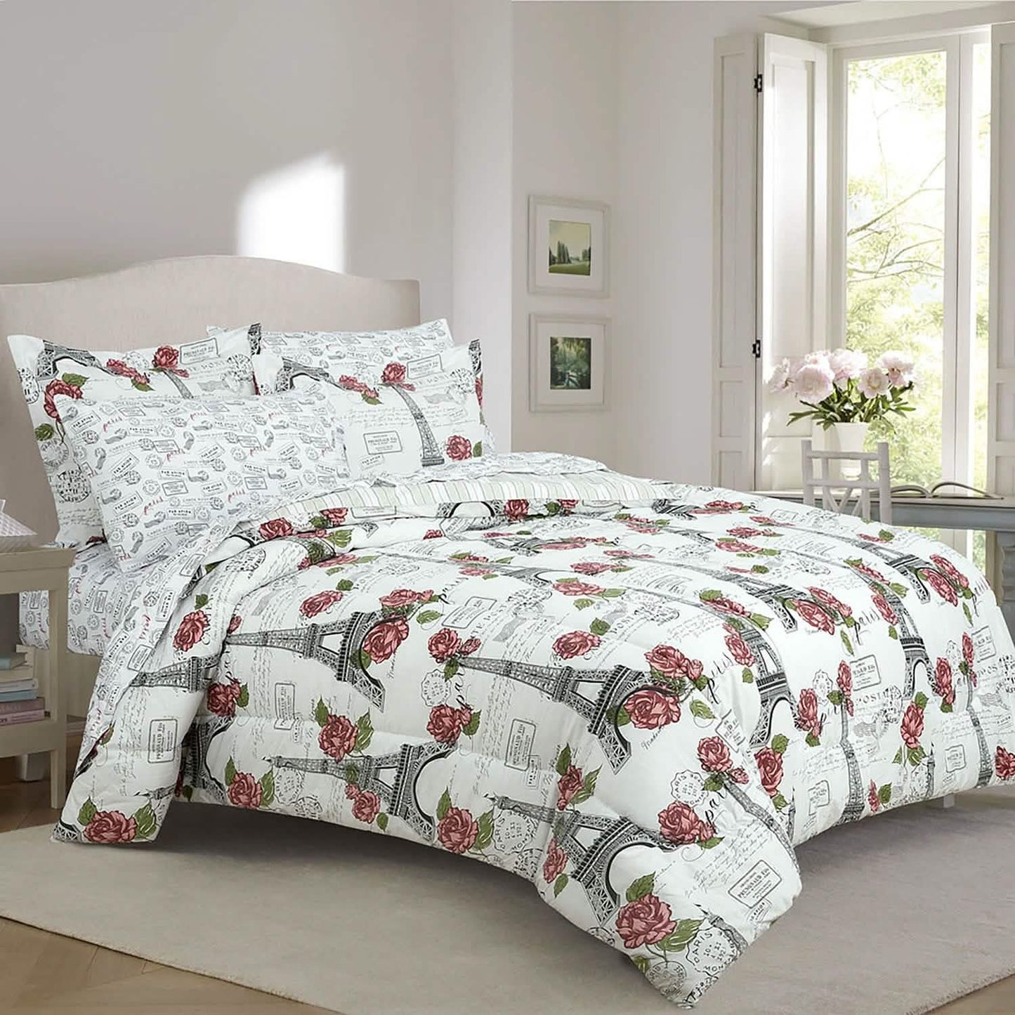 Sloane Street Paris Rose Eiffel Tower Reversible Bed in a Bag