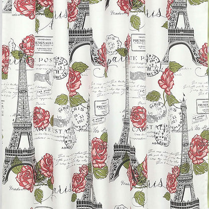 2-Piece Set: Sloane Street Paris Rose Eiffel Tower Window Curtain Panel Pair