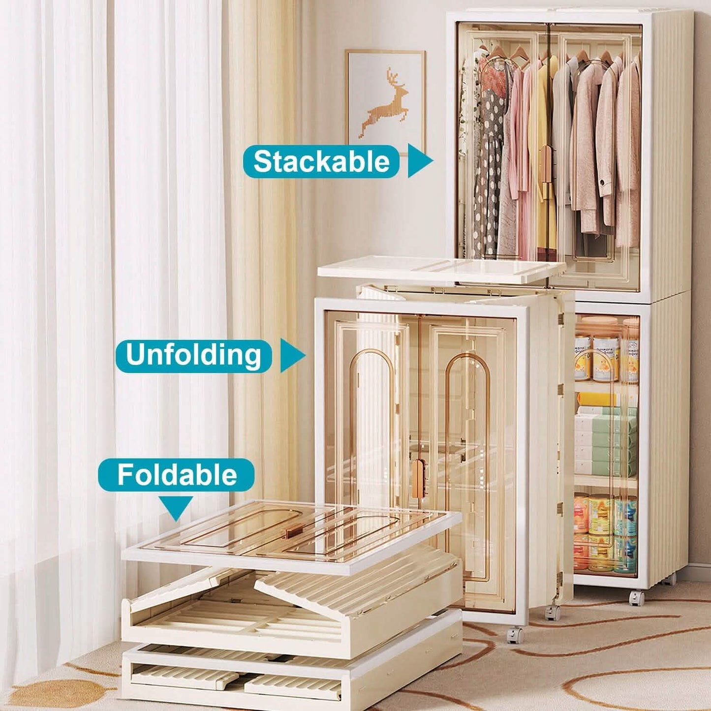 Small Wardrobe Closet with Magnetic Design