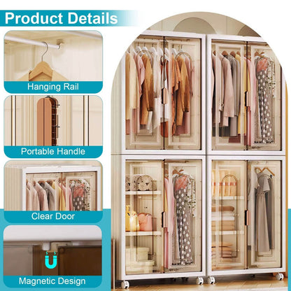 Small Wardrobe Closet with Magnetic Design
