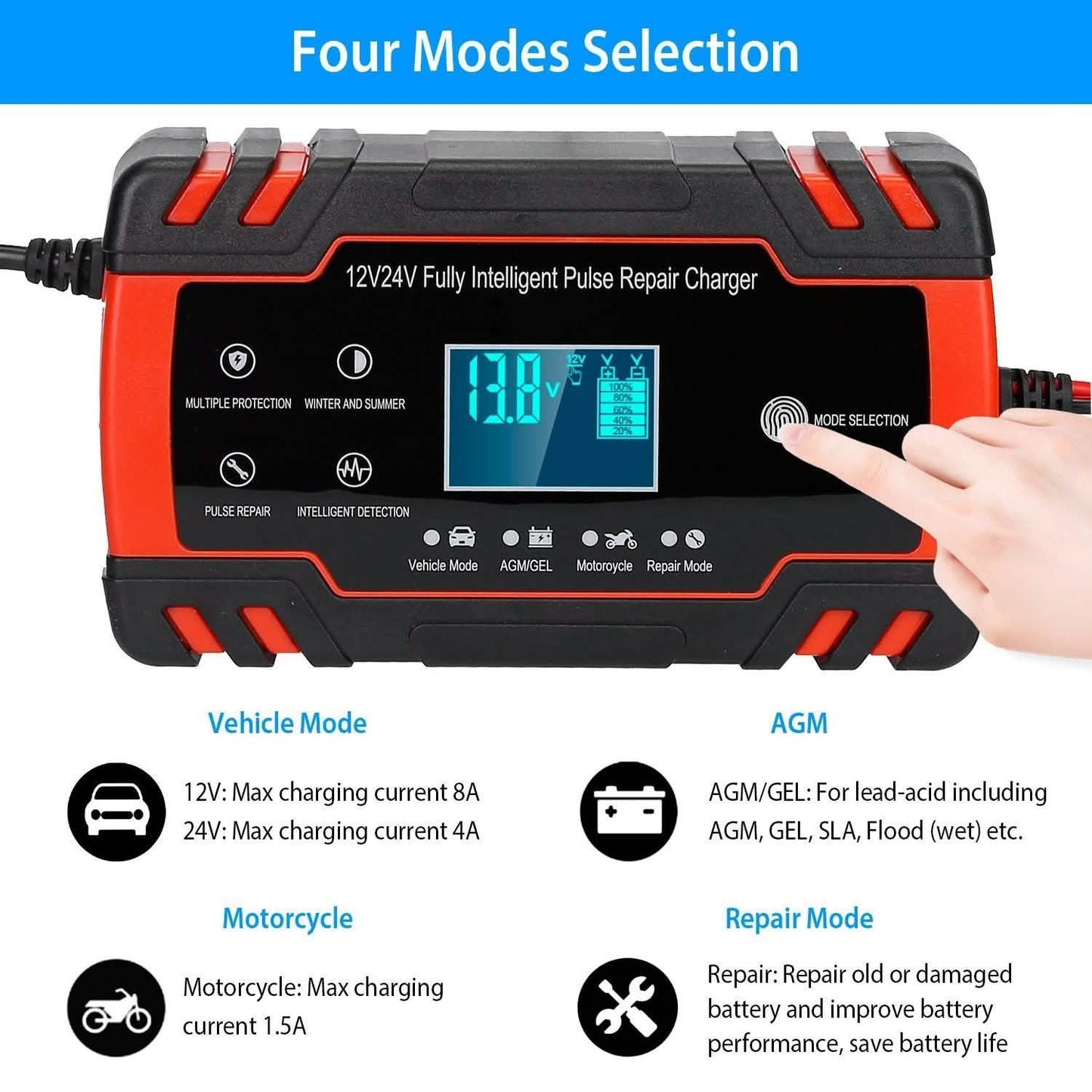 Smart Automatic Battery Charger with LCD Display