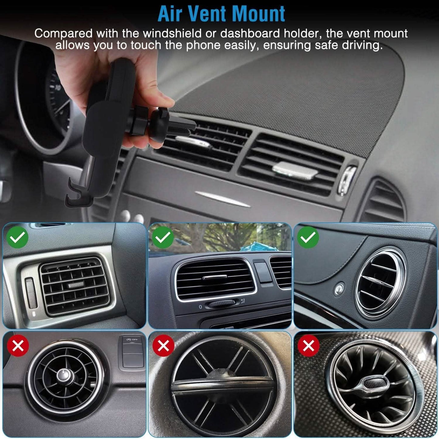 Smart Car Wireless Charger Auto Sensing Phone Holder 10W Qi Fast Charging Air Vent