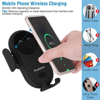 Smart Car Wireless Charger Auto Sensing Phone Holder 10W Qi Fast Charging Air Vent