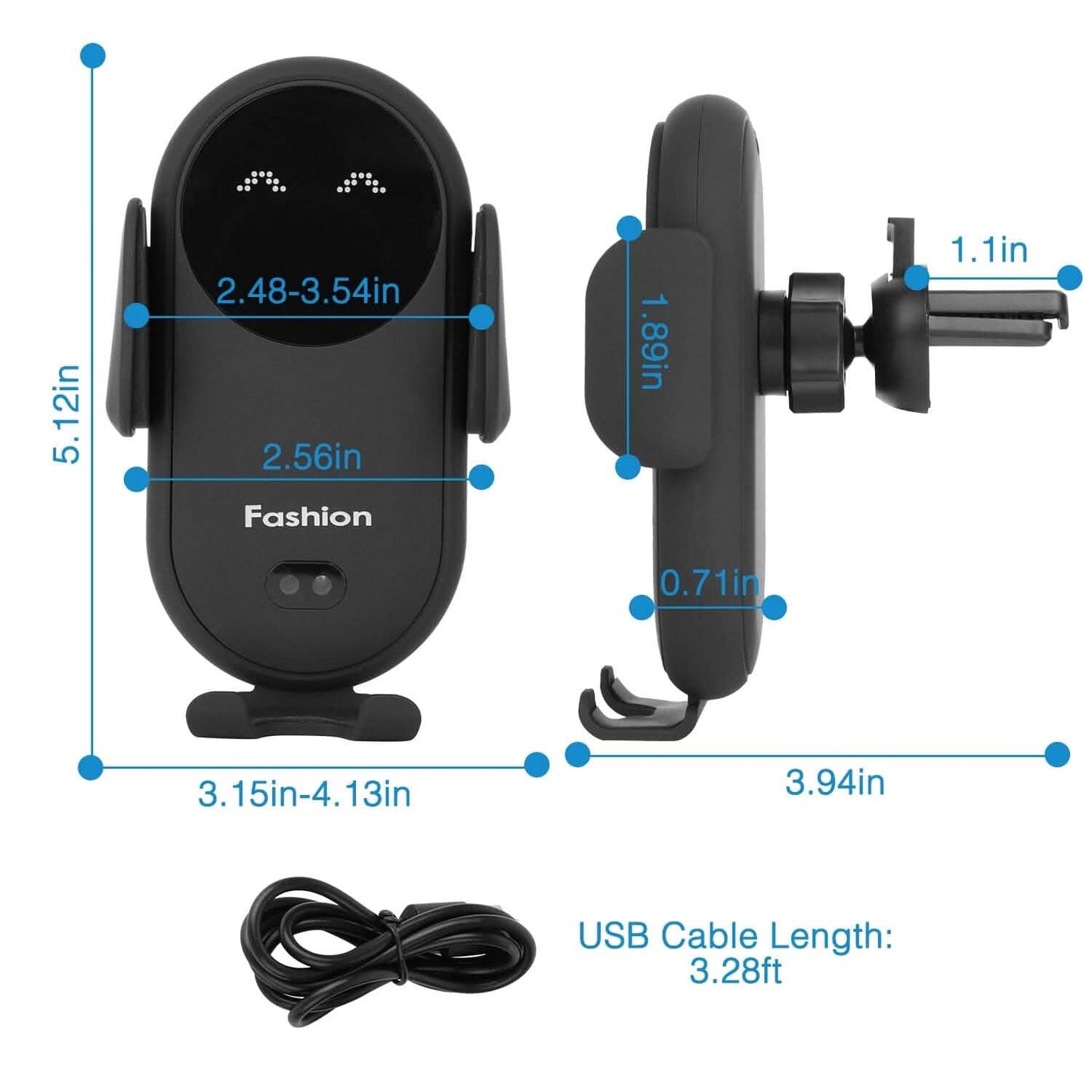 Smart Car Wireless Charger Auto Sensing Phone Holder 10W Qi Fast Charging Air Vent