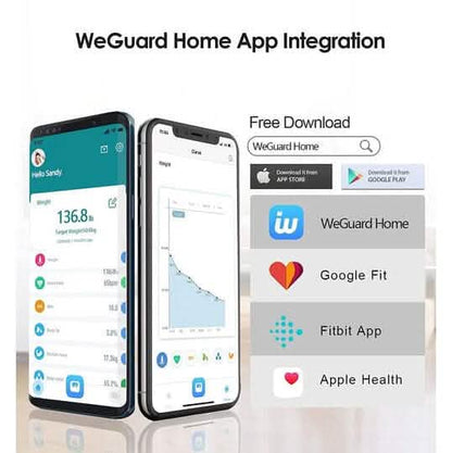 Smart Digital Bathroom Scale with Heart Rate Tracking, Body Fat, BMI with App