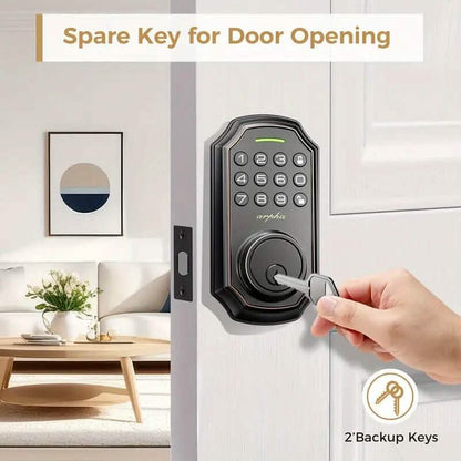 Smart Keypad Door Deadbolt Lock Set with 100-Code Keyless Entry and Anti-Peeking Password
