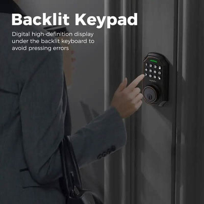 Smart Keypad Door Deadbolt Lock Set with 100-Code Keyless Entry and Anti-Peeking Password
