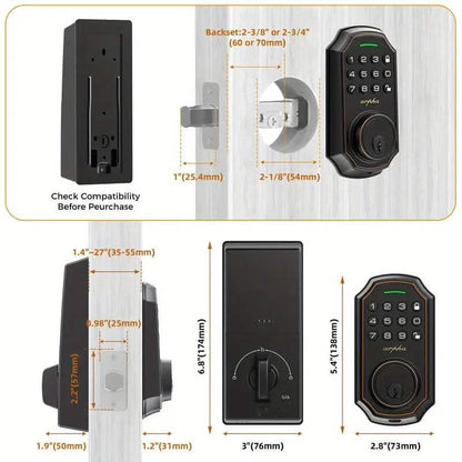 Smart Keypad Door Deadbolt Lock Set with 100-Code Keyless Entry and Anti-Peeking Password