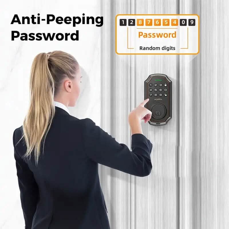 Smart Keypad Door Deadbolt Lock Set with 100-Code Keyless Entry and Anti-Peeking Password