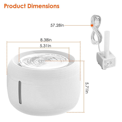 Smart Pet Drinking Fountain with LED Light 7-Pack Replaceable Water Filters