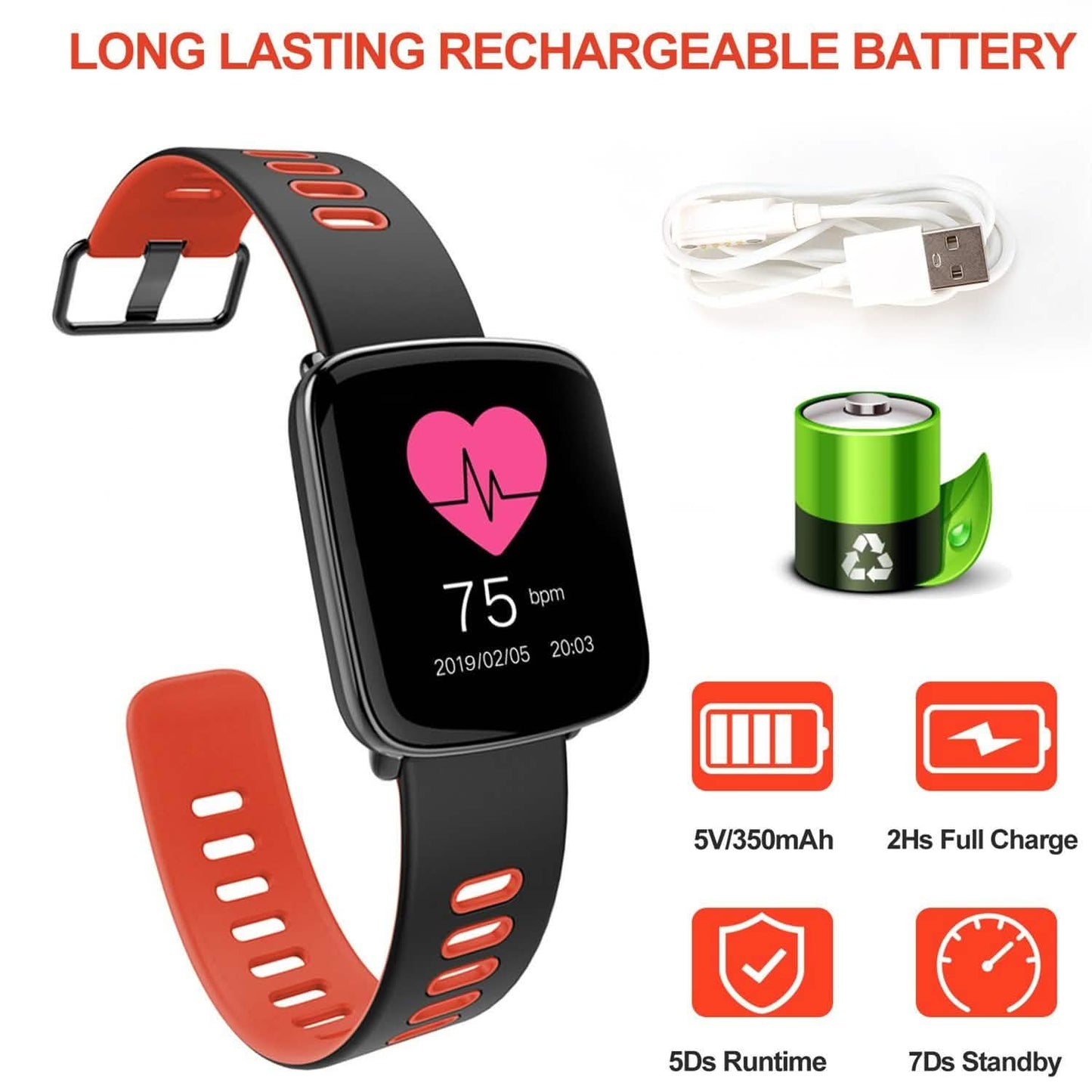 Smartwatch Fitness Tracker with Heart Rate Monitor