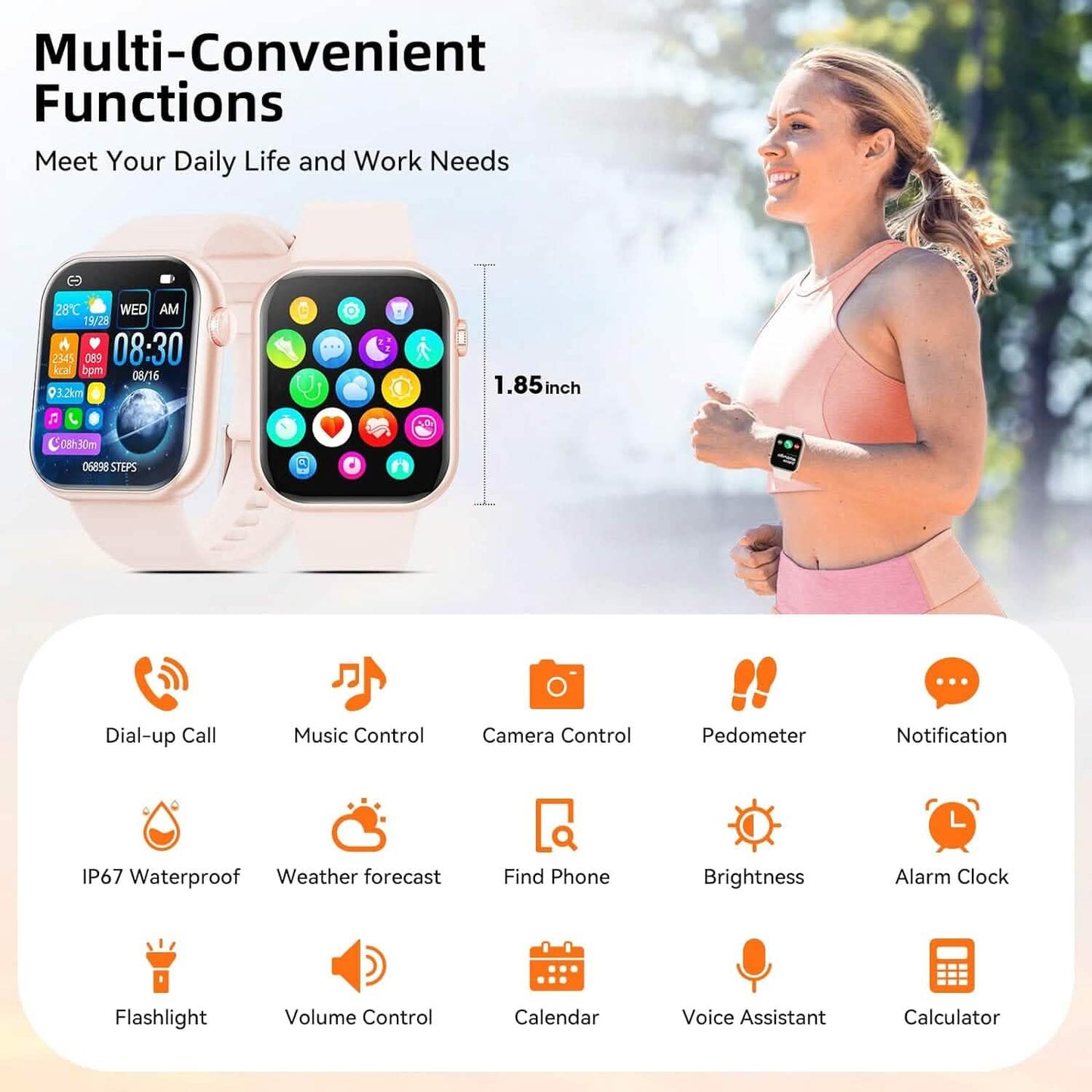 Smartwatch Sport Mode Pink  (Refurbished)