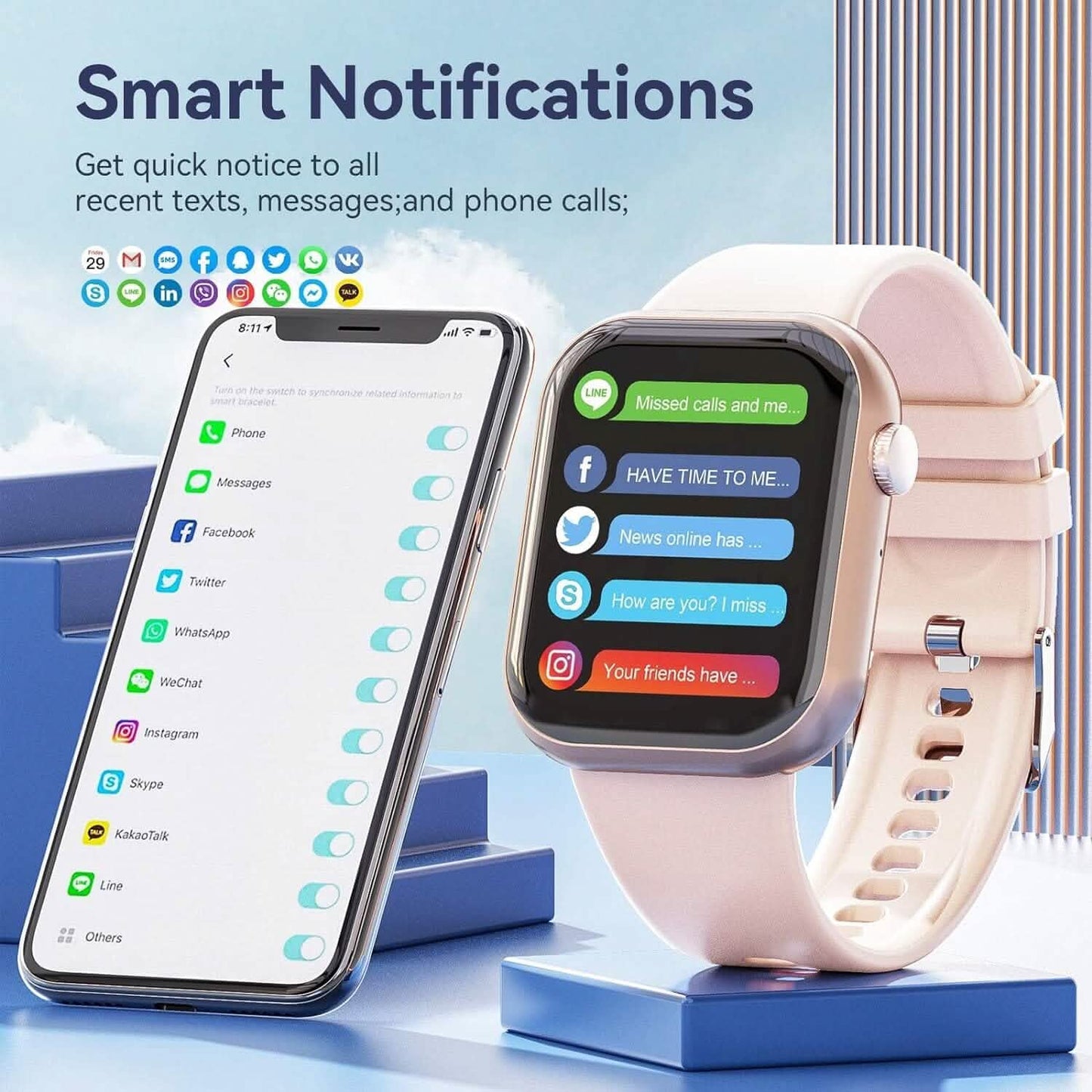 Smartwatch Sport Mode Pink  (Refurbished)