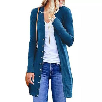 Snap Button Long Cardigan
