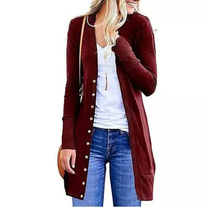 Snap Button Long Cardigan