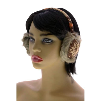 Snowflake Earmuffs with Fur Trim
