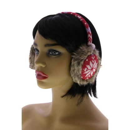 Snowflake Earmuffs with Fur Trim
