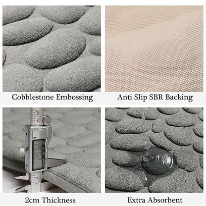 Soft Memory Foam Non Slip Cobblestone Embossing Bath Mat