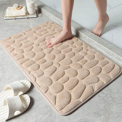 Soft Memory Foam Non Slip Cobblestone Embossing Bath Mat
