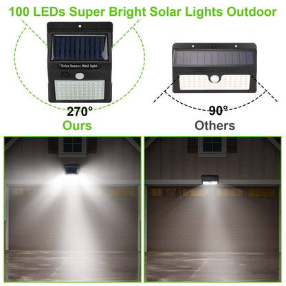 Solar 100 LEDs PIR Motion Sensor Wall Light