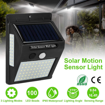 Solar 100 LEDs PIR Motion Sensor Wall Light