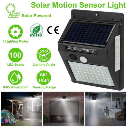 Solar 100 LEDs PIR Motion Sensor Wall Light