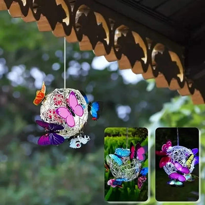 Solar Butterfly Wind Chime Lights, Garden Hanging Decor Lighting Fixture