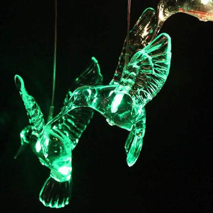 Solar Color Changing LED Hummingbird Wind Chimes