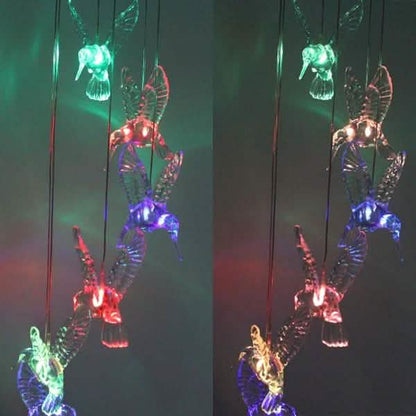 Solar Color Changing LED Hummingbird Wind Chimes