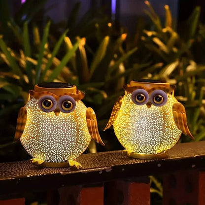 Solar Garden Hanging Light Owl Pattern