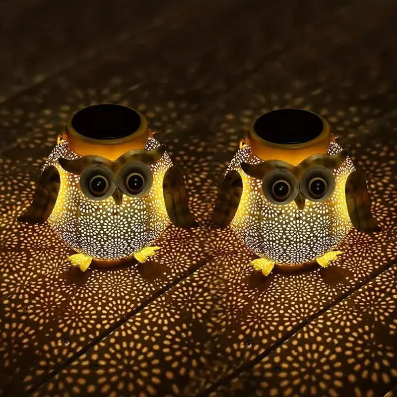 Solar Garden Hanging Light Owl Pattern